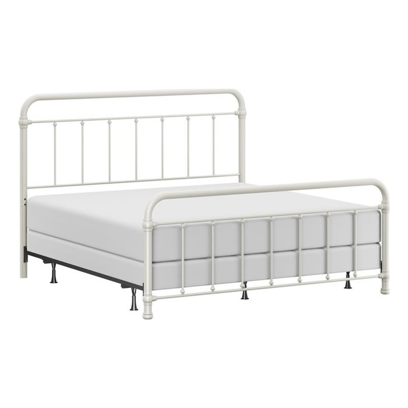 Hillsdale Kirkland Metal King Round Spindle Bed in Soft White