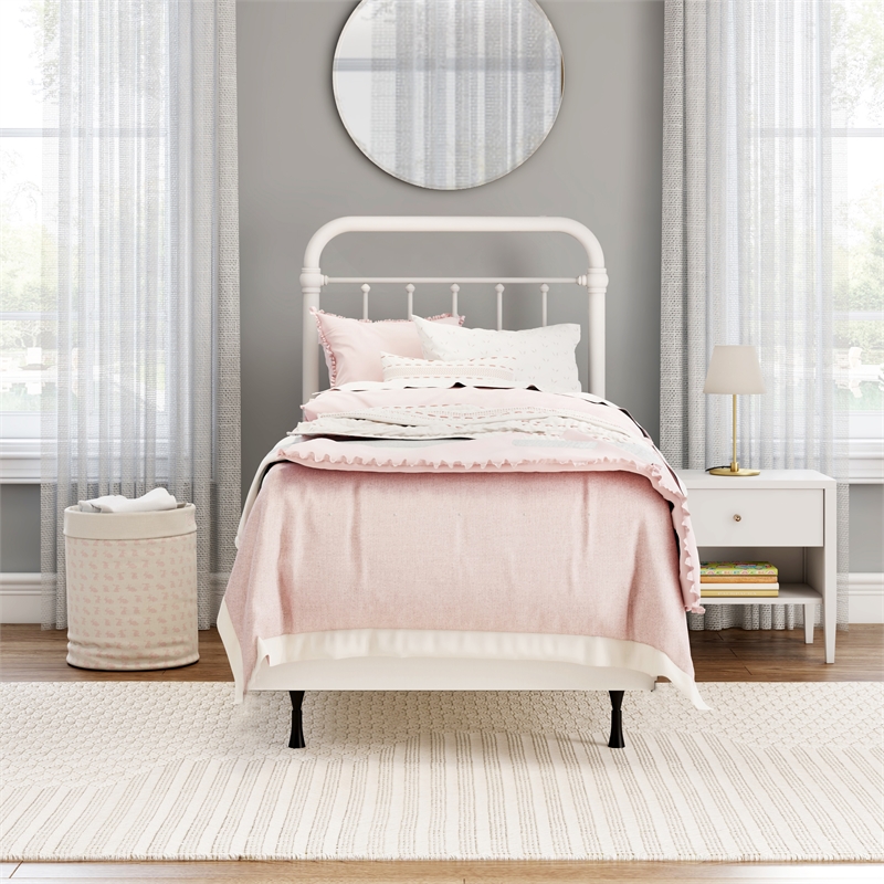 Hillsdale Kirkland Twin Metal Spindle Panel Headboard with Frame in White
