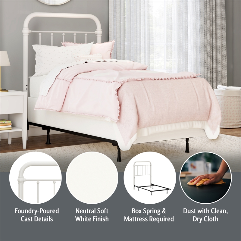 Hillsdale Kirkland Twin Metal Spindle Panel Headboard with Frame in White