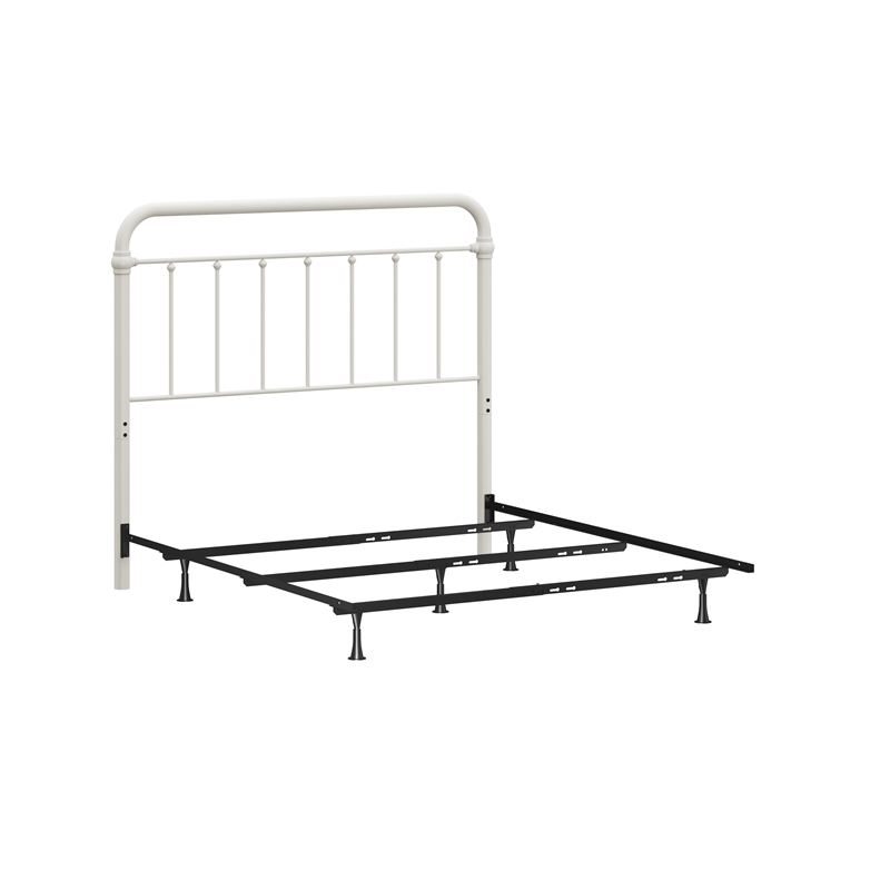 Hillsdale Kirkland Metal Full/Queen Round Spindle Headboard w/Frame - Soft White