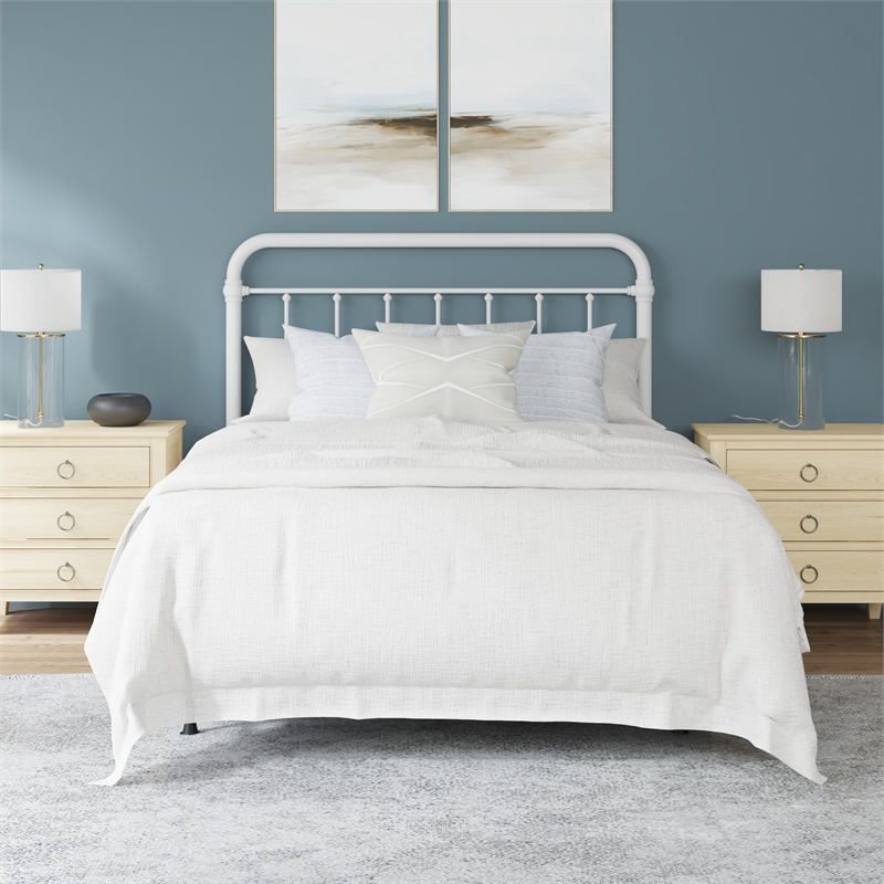 Hillsdale Kirkland Metal Full/Queen Round Spindle Headboard w/Frame - Soft White
