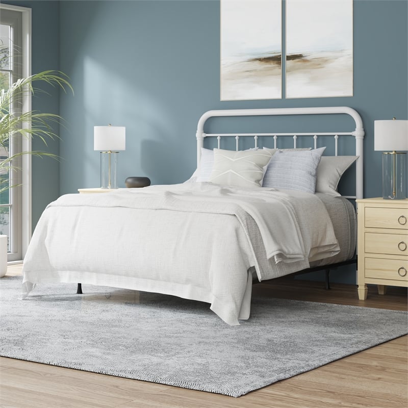 Hillsdale Kirkland Metal Full/Queen Round Spindle Headboard w/Frame - Soft White