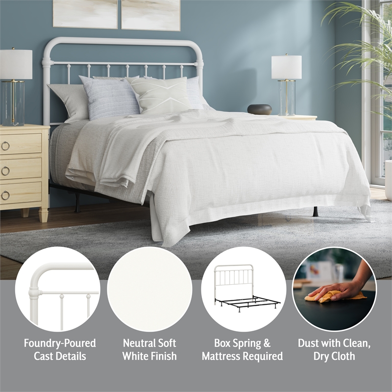 Hillsdale Kirkland Metal Full/Queen Round Spindle Headboard w/Frame - Soft White