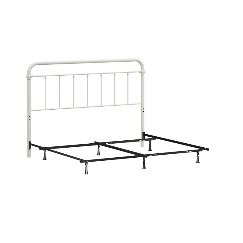 Hillsdale Kirkland King Metal Spindle Panel Headboard with Frame in White