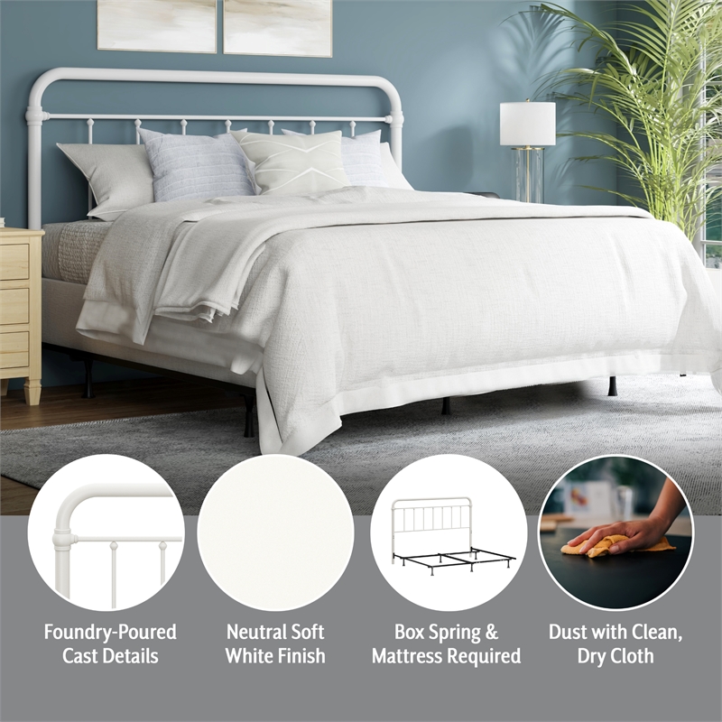 Hillsdale Kirkland King Metal Spindle Panel Headboard with Frame in White