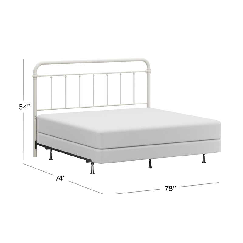 Hillsdale Kirkland King Metal Spindle Panel Headboard with Frame in White