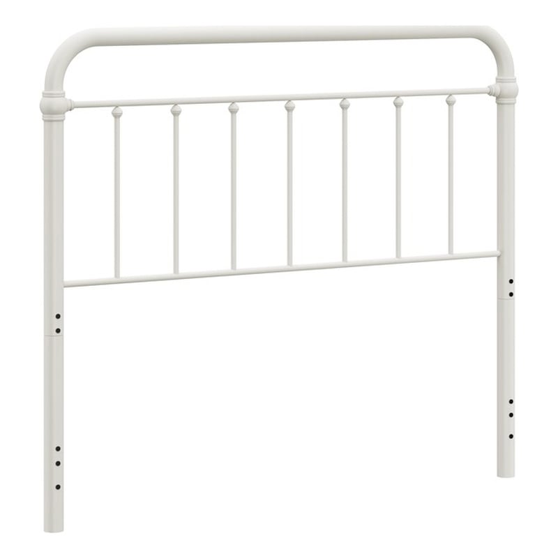 Hillsdale Kirkland Metal Full or Queen Round Spindle Headboard in Soft White