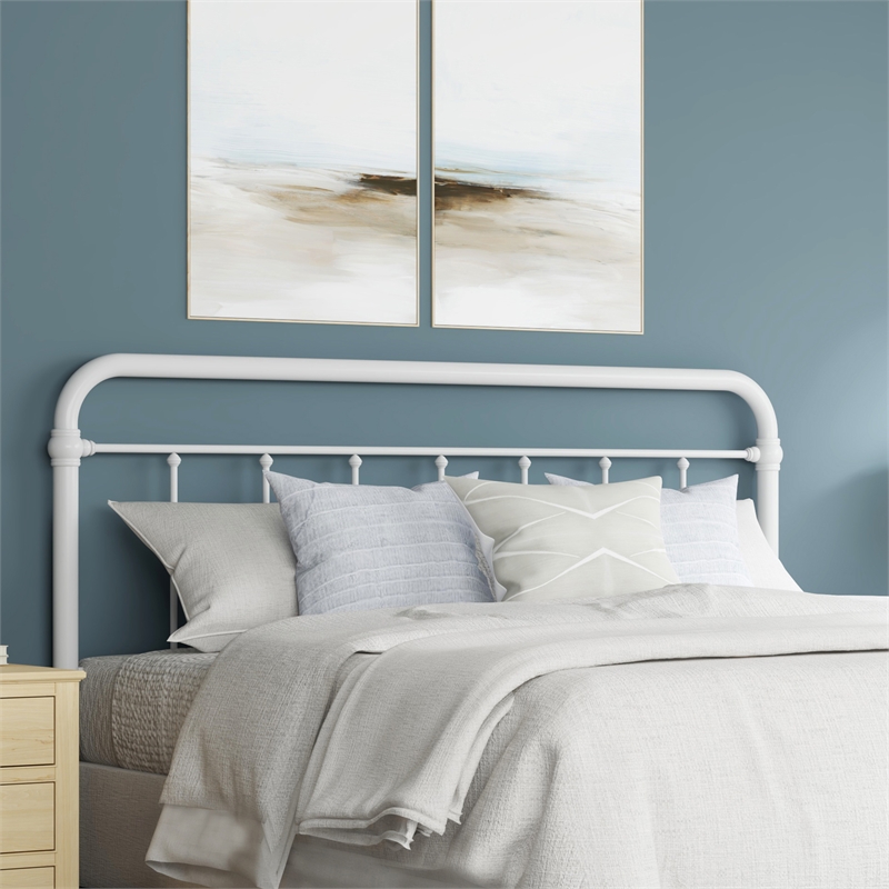 Hillsdale Kirkland King Metal Spindle Panel Headboard in White