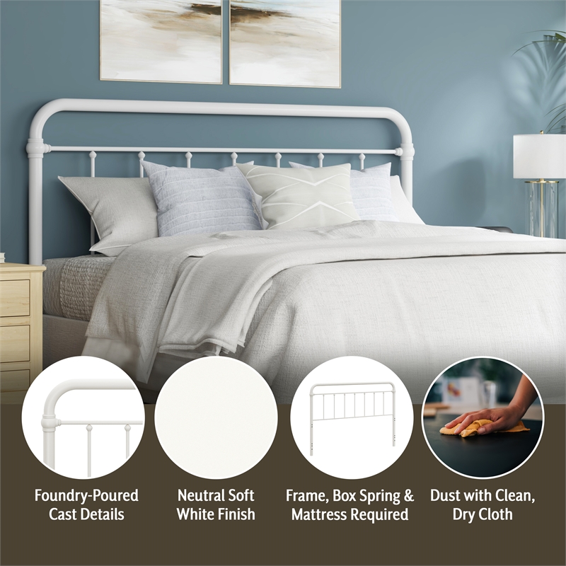 Hillsdale Kirkland King Metal Spindle Panel Headboard in White