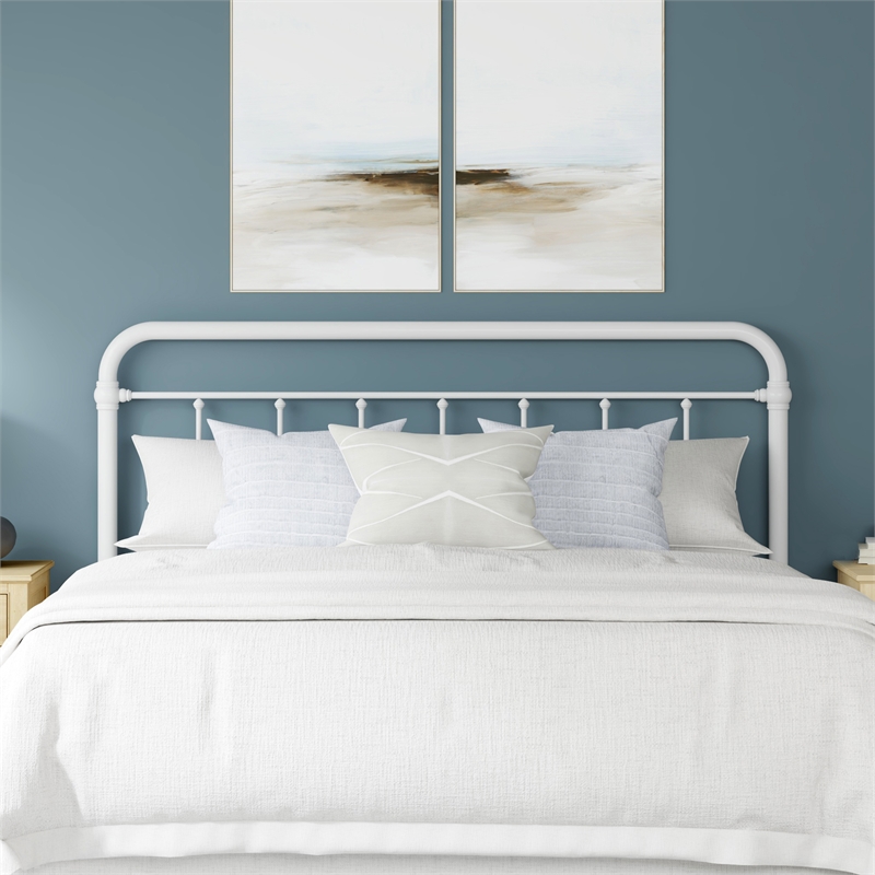 Hillsdale Kirkland King Metal Spindle Panel Headboard in White