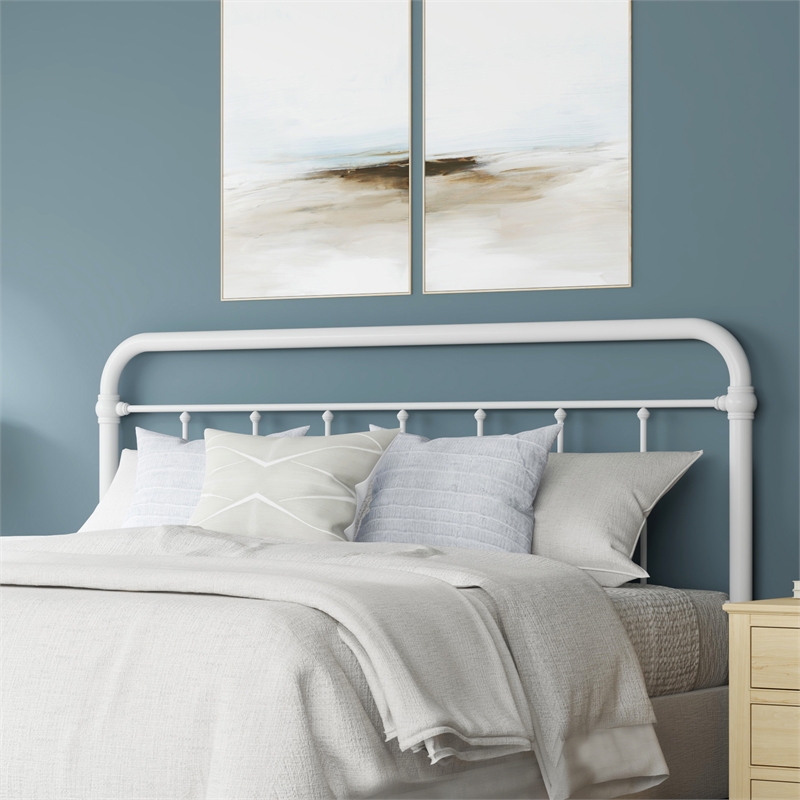 Hillsdale Kirkland King Metal Spindle Panel Headboard in White