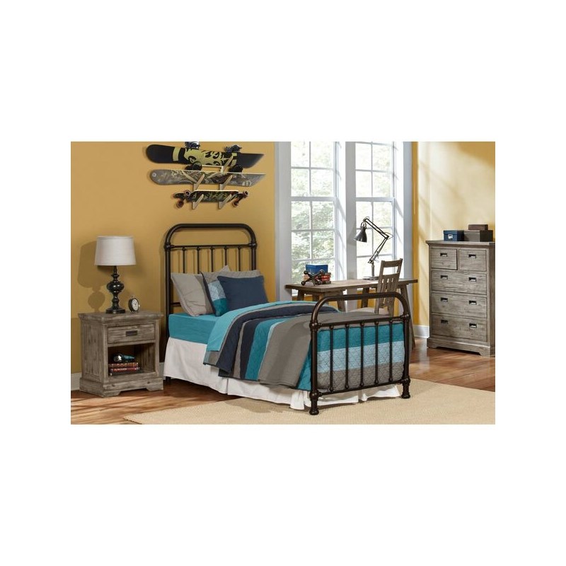 Hillsdale Kirkland Twin Metal Spindle Panel Bed in Dark Bronze