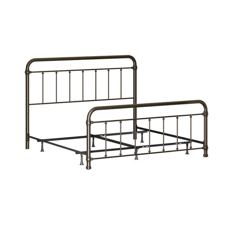 Hillsdale Kirkland King Metal Spindle Panel Bed in Dark Bronze