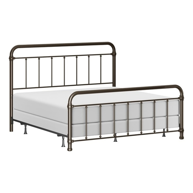Hillsdale Kirkland King Metal Spindle Panel Bed in Dark Bronze