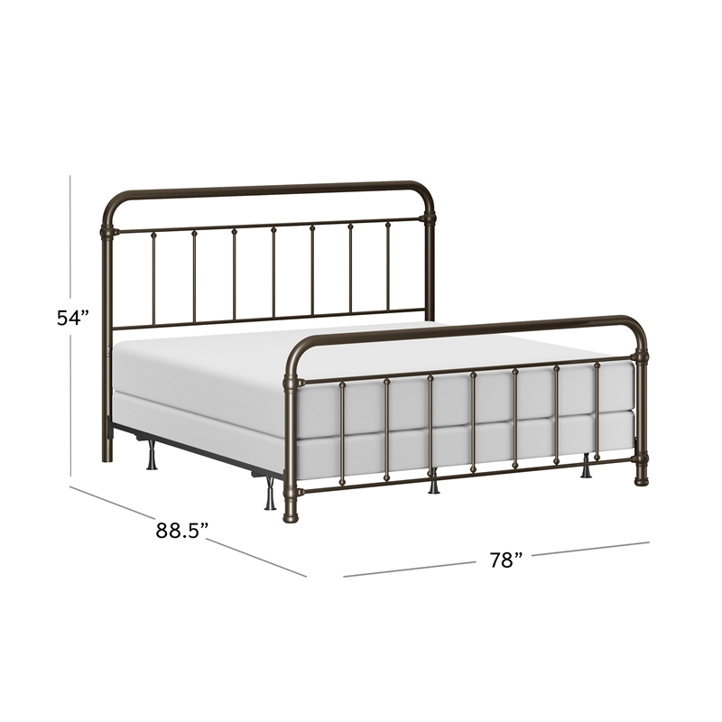 Hillsdale Kirkland King Metal Spindle Panel Bed in Dark Bronze