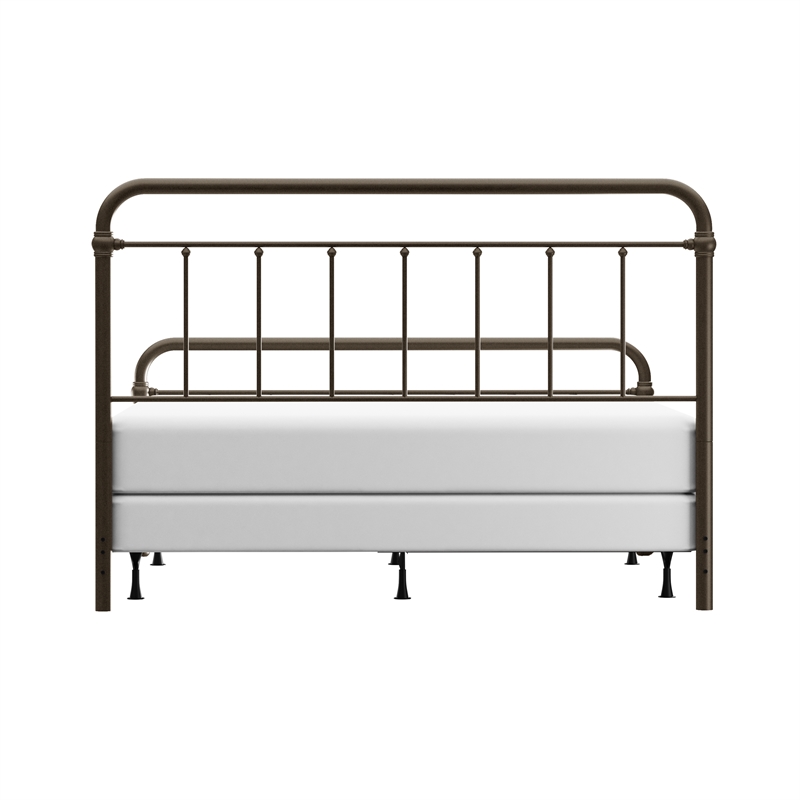 Hillsdale Kirkland King Metal Spindle Panel Bed in Dark Bronze