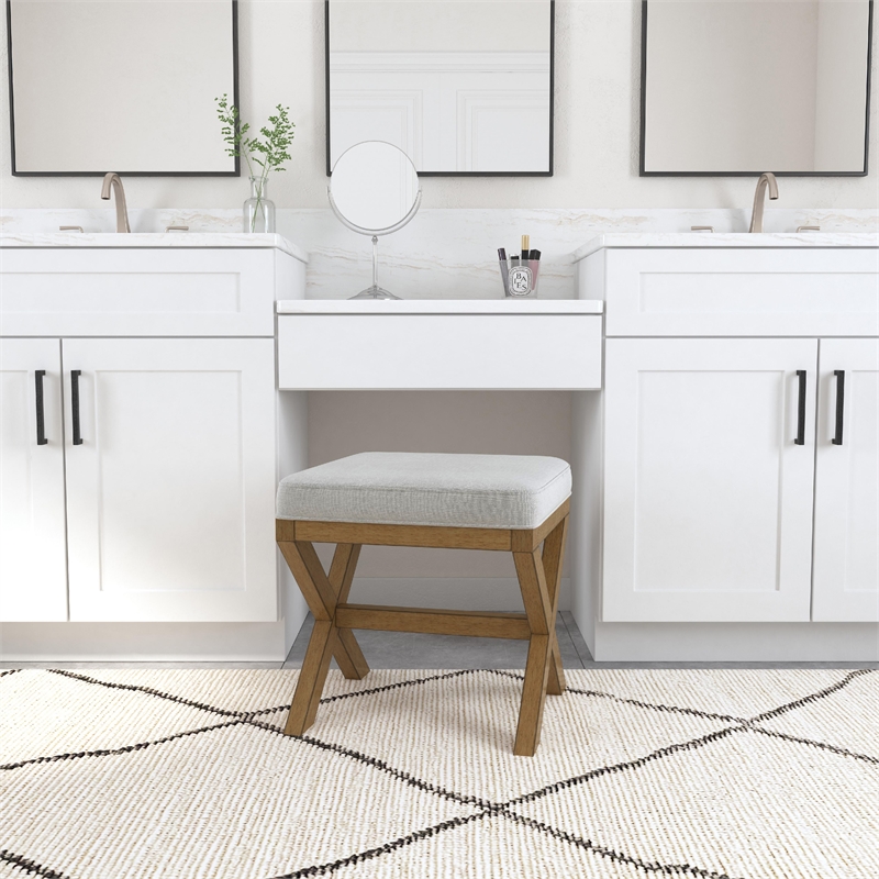 Hillsdale Furniture Somerset Backless Wood Vanity Stool Dark Driftwood Gray