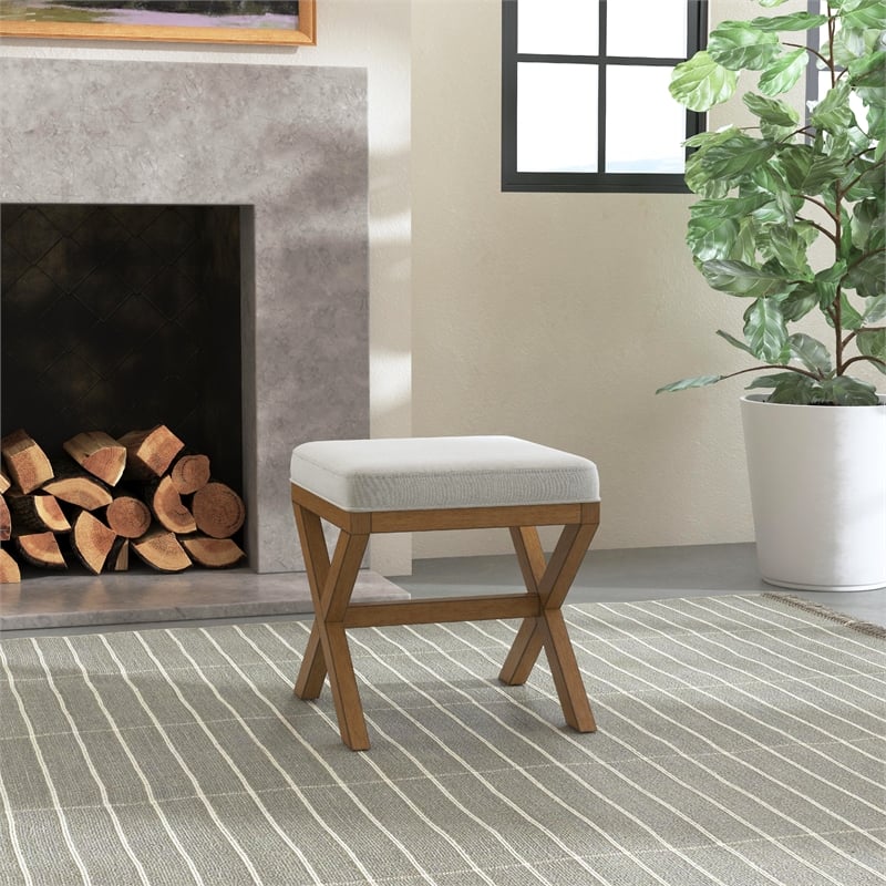 Hillsdale Furniture Somerset Backless Wood Vanity Stool Dark Driftwood Gray