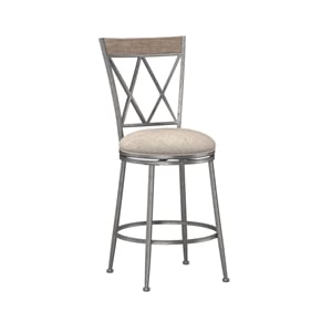 Hillsdale Stewart 41.5&quot Metal Traditional Counter Stool in Silver/ Aged Pewter