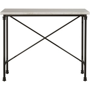 hillsdale furniture emerson wood rectangle dining table metal base in gray powder coat