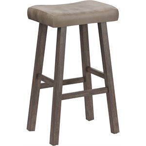 Hillsdale Saddle 30&quot Wood Transitional Bar Stool in Gray Finish
