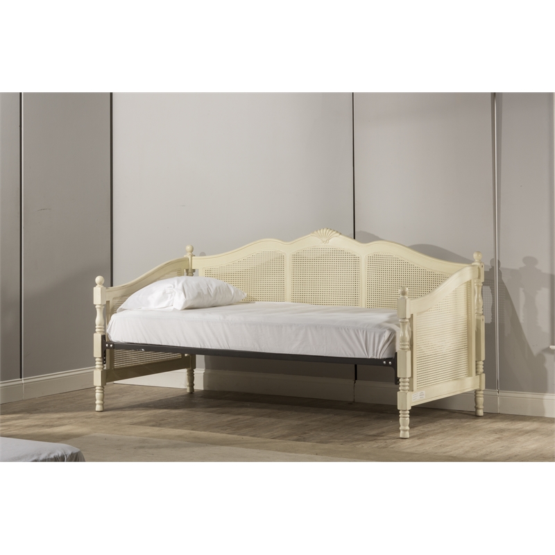 Caneback Wood Daybed With Suspension Deck Weathered White