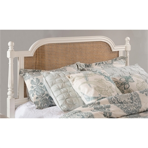 Hillsdale Melanie Coastal Wood and Cane Queen Headboard in White