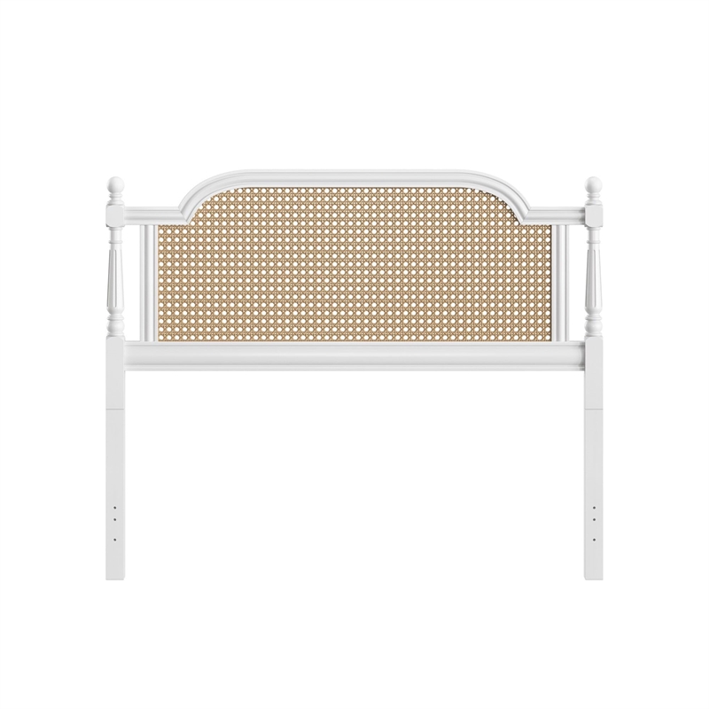 Hillsdale Melanie Coastal Wood and Cane Queen Headboard in White