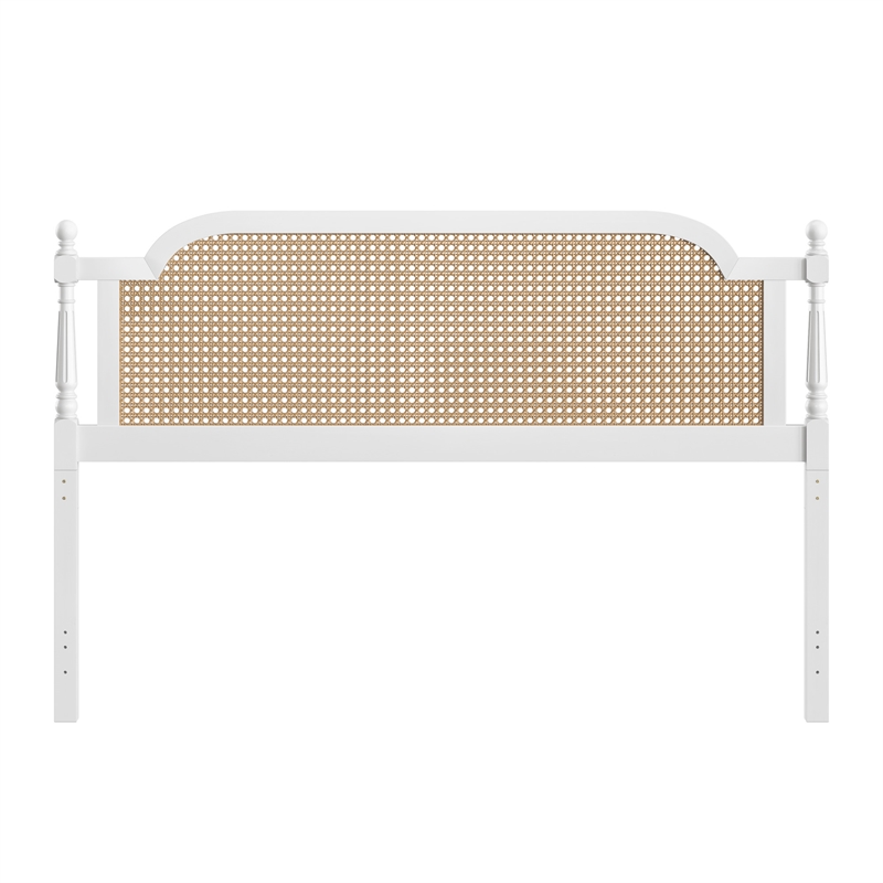 Hillsdale Melanie Coastal Wood and Cane King Headboard in White