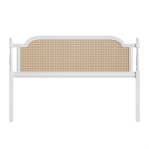 Hillsdale Melanie Coastal Wood and Cane King Headboard in White
