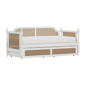 Hillsdale Melanie Wood and Cane Twin Daybed with Trundle White
