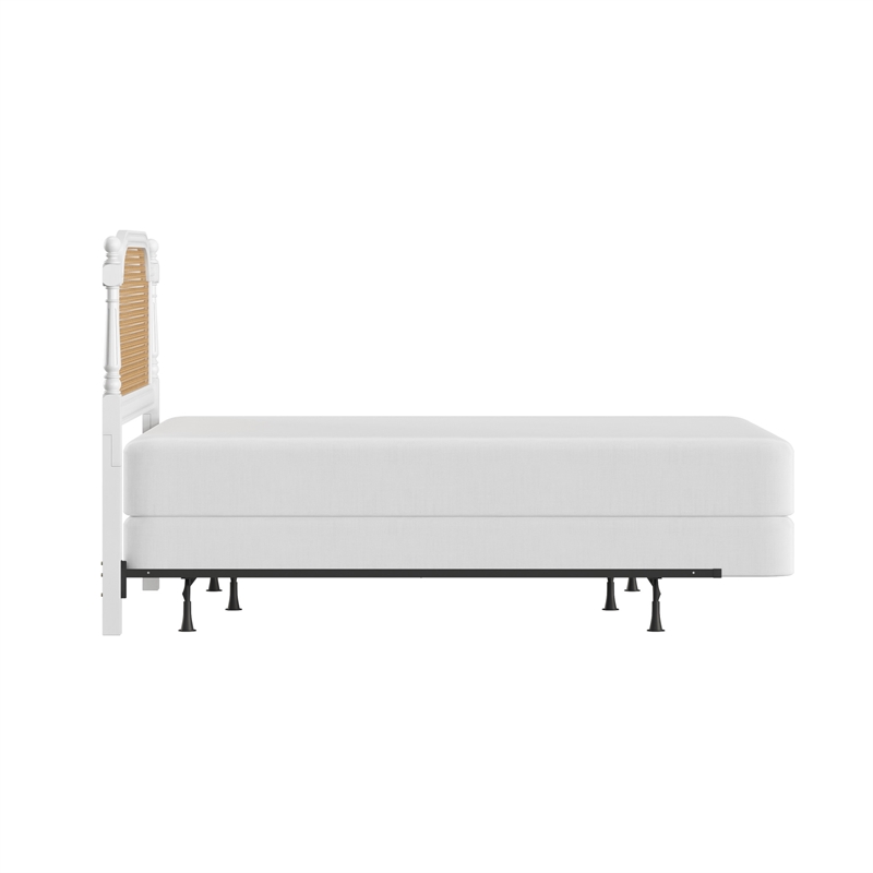 Hillsdale Melanie Coastal Wood and Cane Queen Headboard with Frame in White
