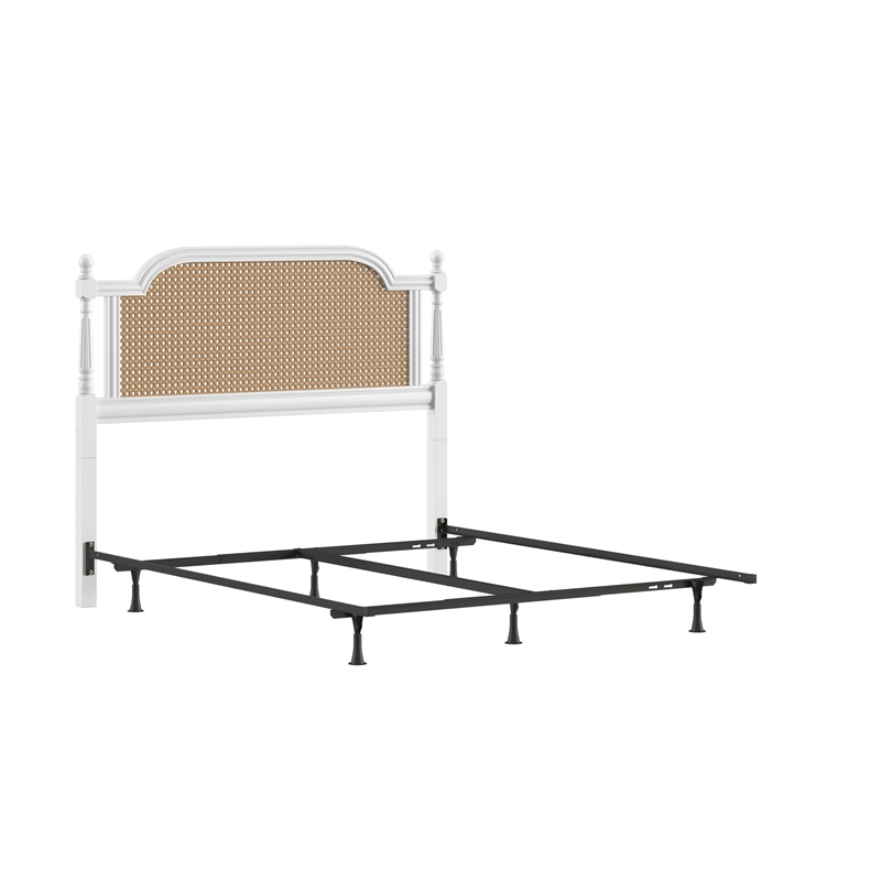 Hillsdale Melanie Coastal Wood and Cane Queen Headboard with Frame in White