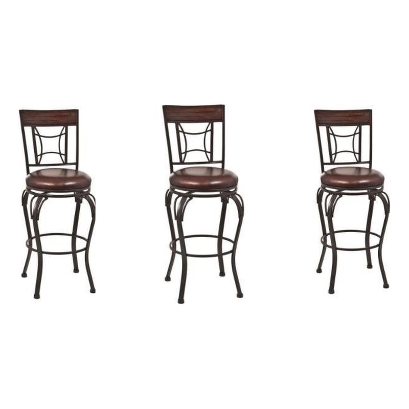 Set of 3 Dark Chestnut Bar Stools - 1871760-PKG