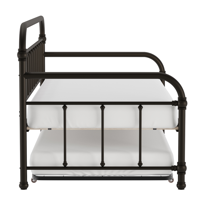 Hillsdale Furniture Kirkland Metal Twin Daybed with Roll Out Trundle Dark Bronze