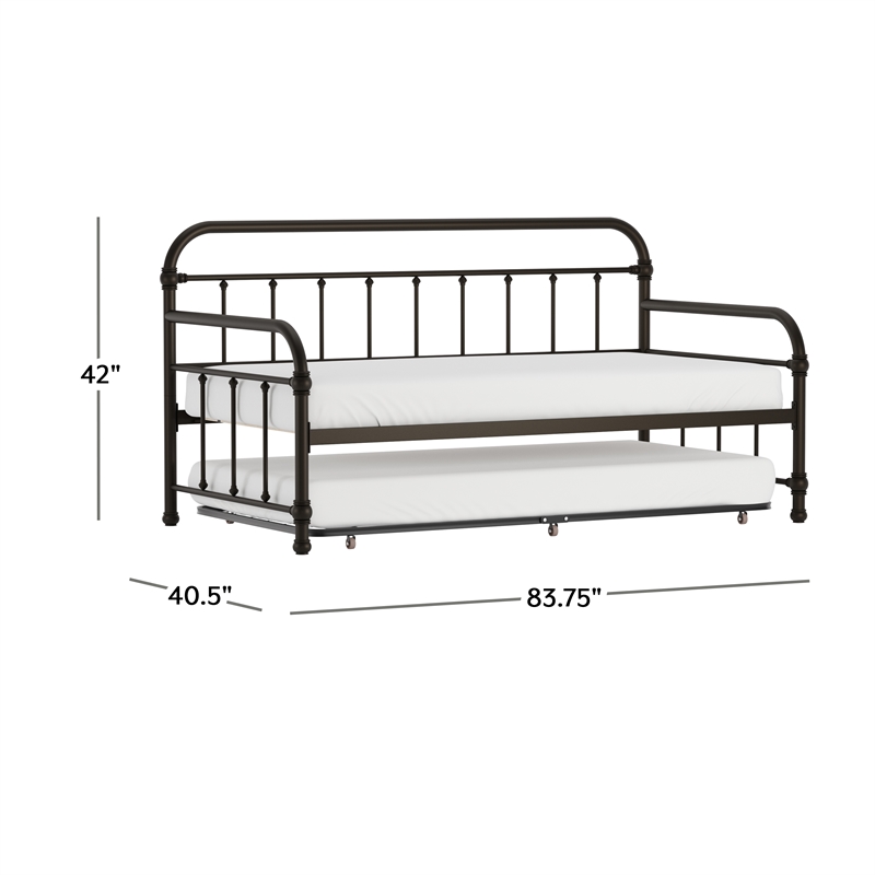 Hillsdale Furniture Kirkland Metal Twin Daybed with Roll Out Trundle Dark Bronze