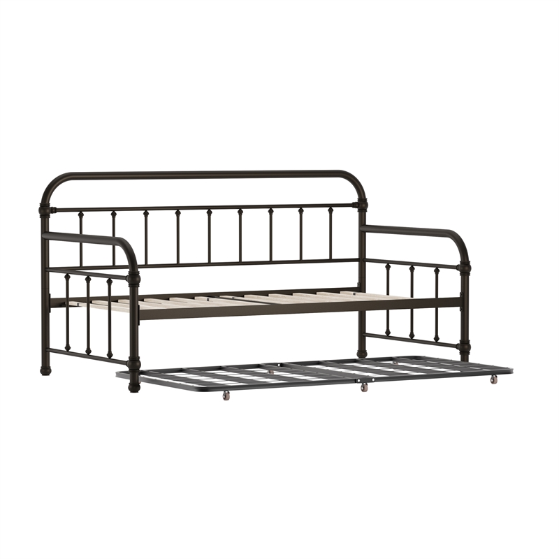 Hillsdale Furniture Kirkland Metal Twin Daybed with Roll Out Trundle Dark Bronze