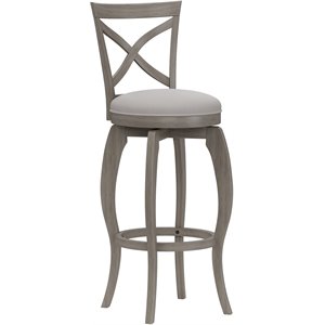 hillsdale ellendale fabric upholstered x-back swivel bar stool in aged gray