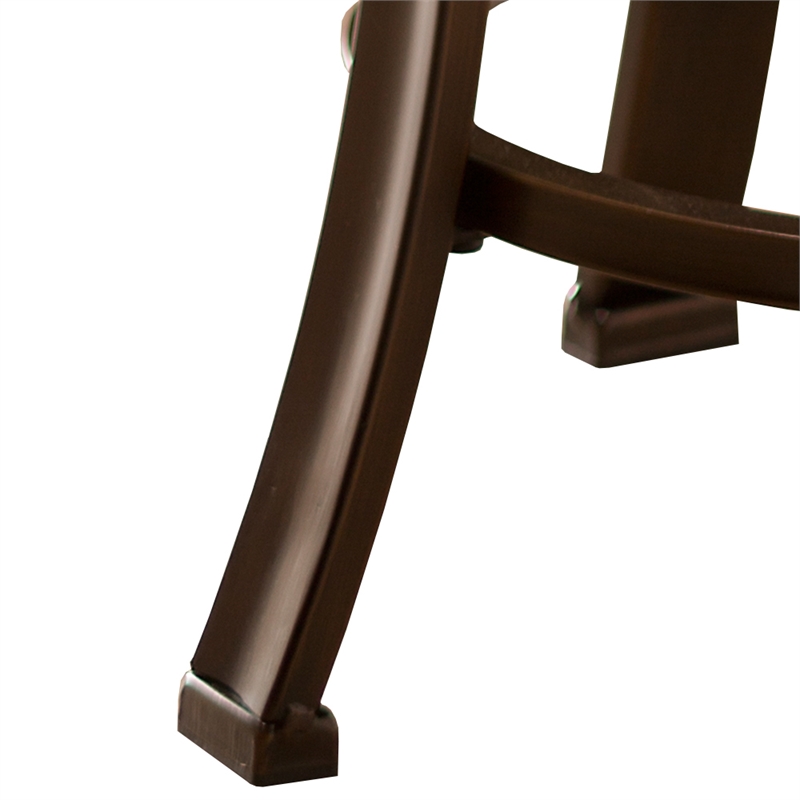 Hillsdale Hastings Faux Leather Backless Vanity Stool in Antique Bronze/Brown