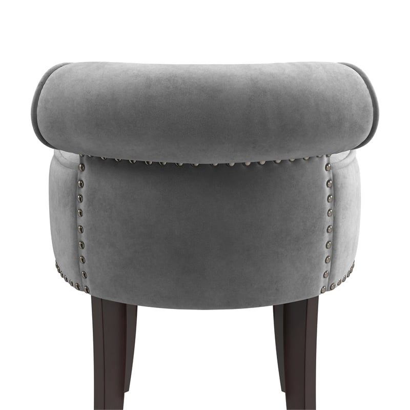 Hillsdale Lena Wood and Upholstered Vanity Stool in Dark Espresso