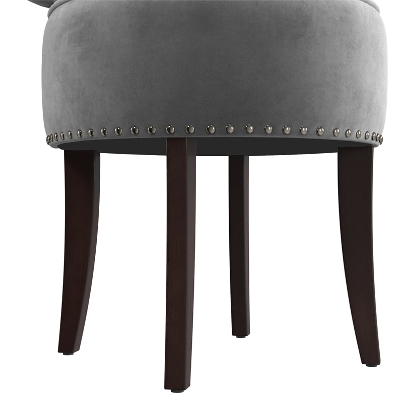 Hillsdale Lena Wood and Upholstered Vanity Stool in Dark Espresso