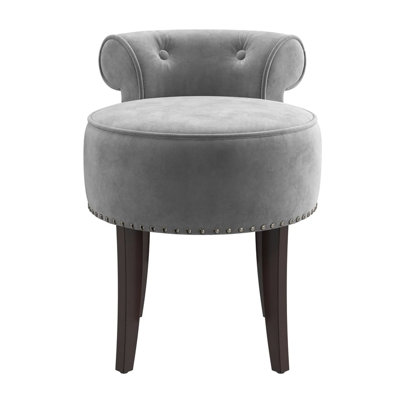Hillsdale Lena Wood and Upholstered Vanity Stool in Dark Espresso