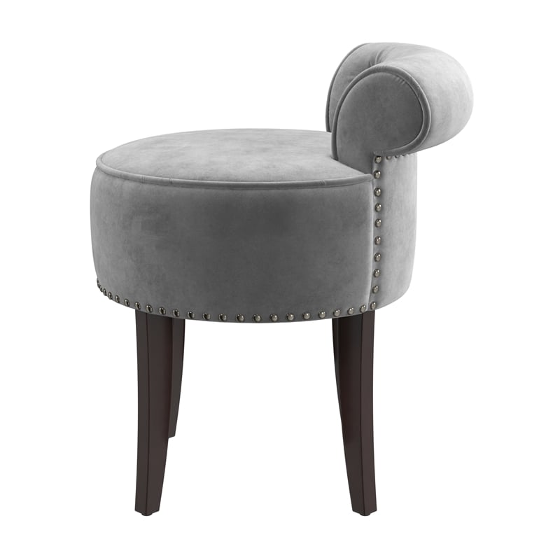 Hillsdale Lena Wood and Upholstered Vanity Stool in Dark Espresso