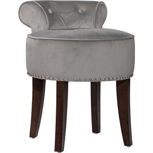 hillsdale lena fabric upholstered vanity stool in dark espresso