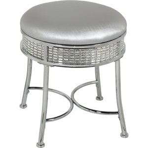 hillsdale venice diamond band fabric upholstered backless vanity stool in chrome