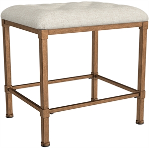 hillsdale furniture katherine metal frame vanity stool in  antique bronze/cream