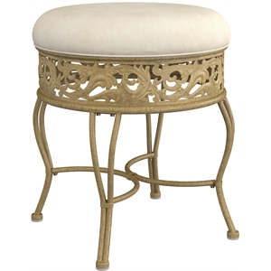 hillsdale furniture villa iii suede upholstered/metal vanity stool antique beige