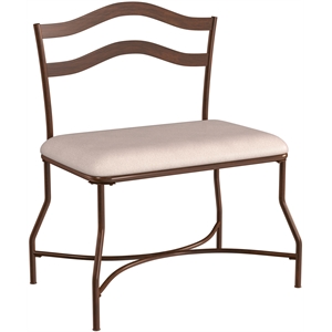 hillsdale furniture windsor metal frame vanity bench in burnished bronze/beige