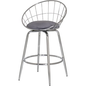 hillsdale bullock 25.5 metal traditional bar stool in gray finish
