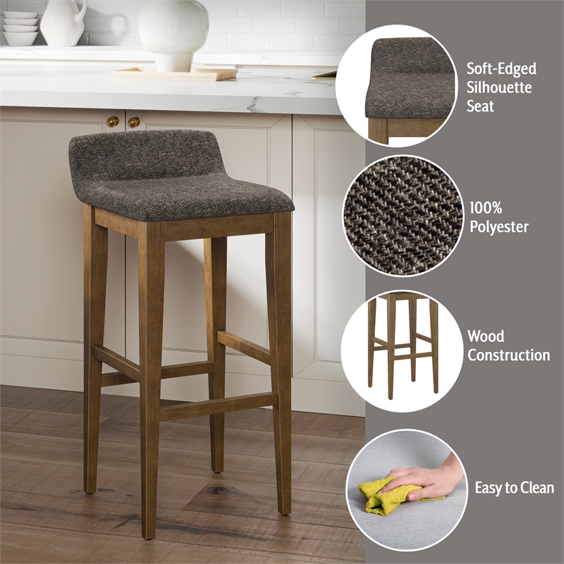 Hillsdale Renmark 26.25 Wood Contemporary Counter Stool in Brushed Gray